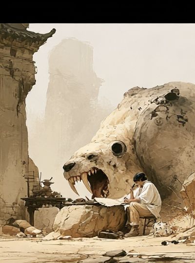 Desert Bear Skull Illustration Poster.