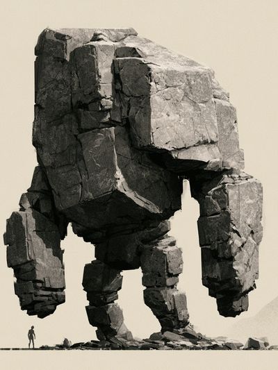 Colossal Stone Walker Surrealism Print. poster