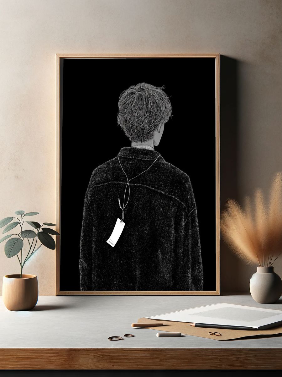 Back View Figure Minimalist Print. — room view 2