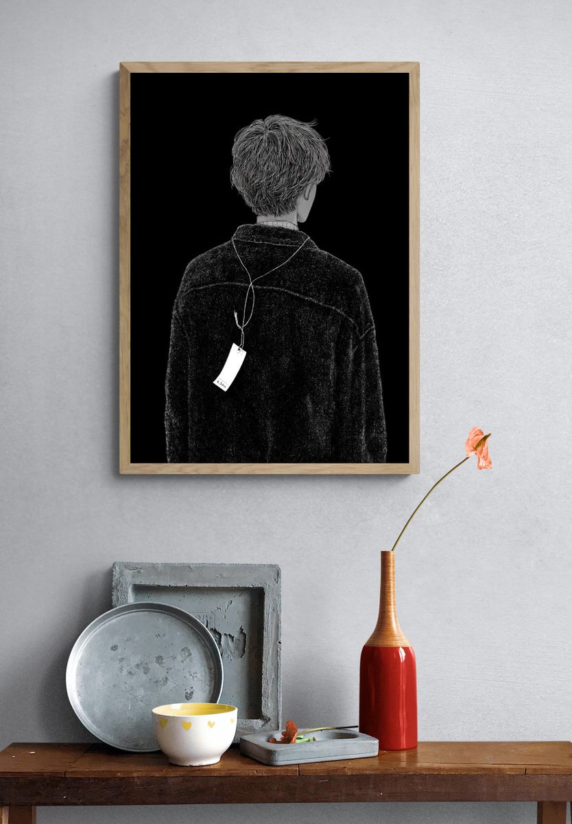 Back View Figure Minimalist Print. — room view 3