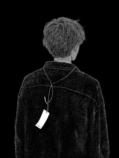 Back View Figure Minimalist Print. poster