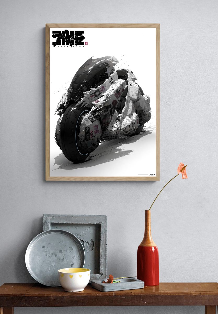 Akira Motorcycle Illustration Poster. — room view 3