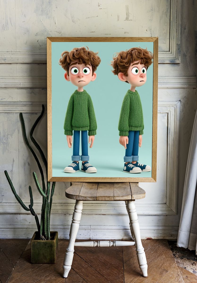 Shy Boy Character Illustration Poster. room preview