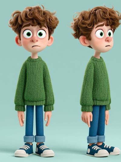 Shy Boy Character Illustration Poster. poster print