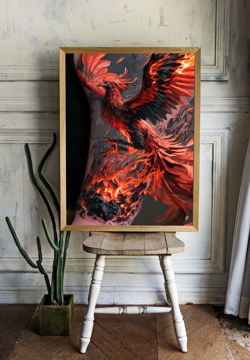 Phoenix Flame Digital Art Poster. room preview