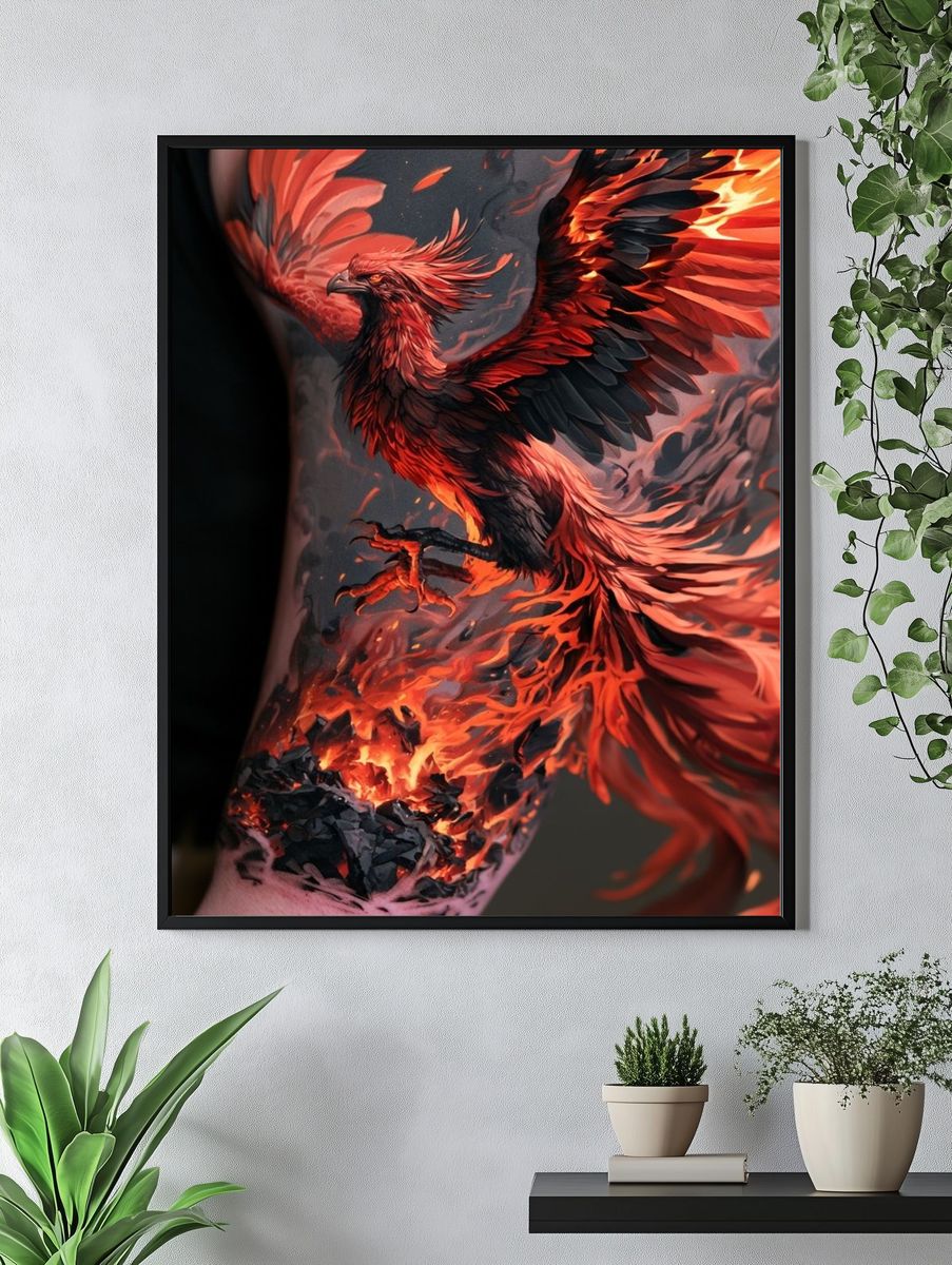 Phoenix Flame Digital Art Poster. — room view 4