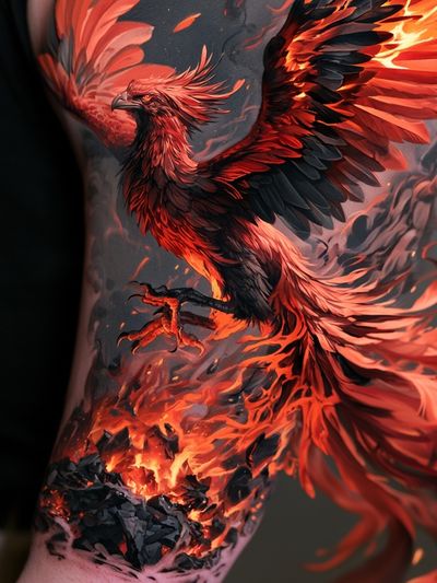 Phoenix Flame Digital Art Poster.