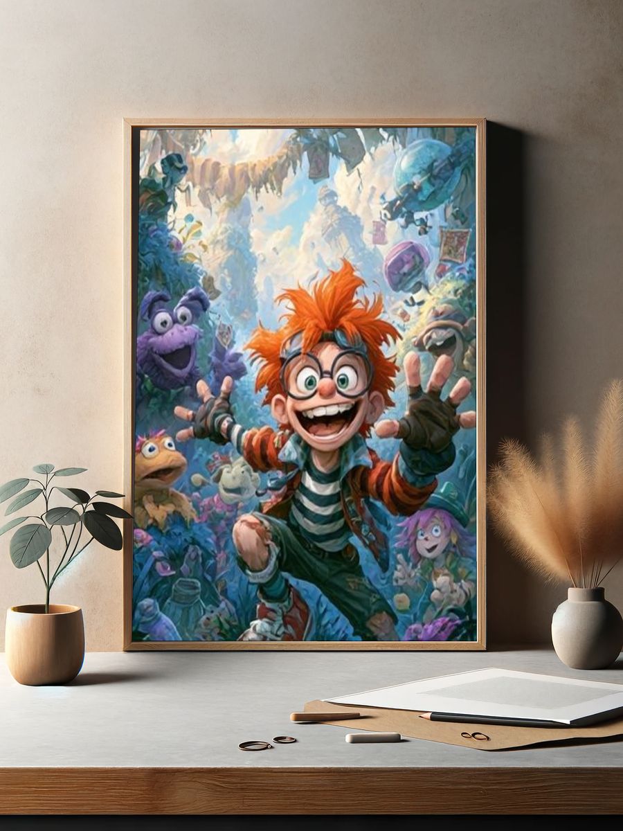 Whimsical Jungle Adventure Illustration Poster. — room view 2