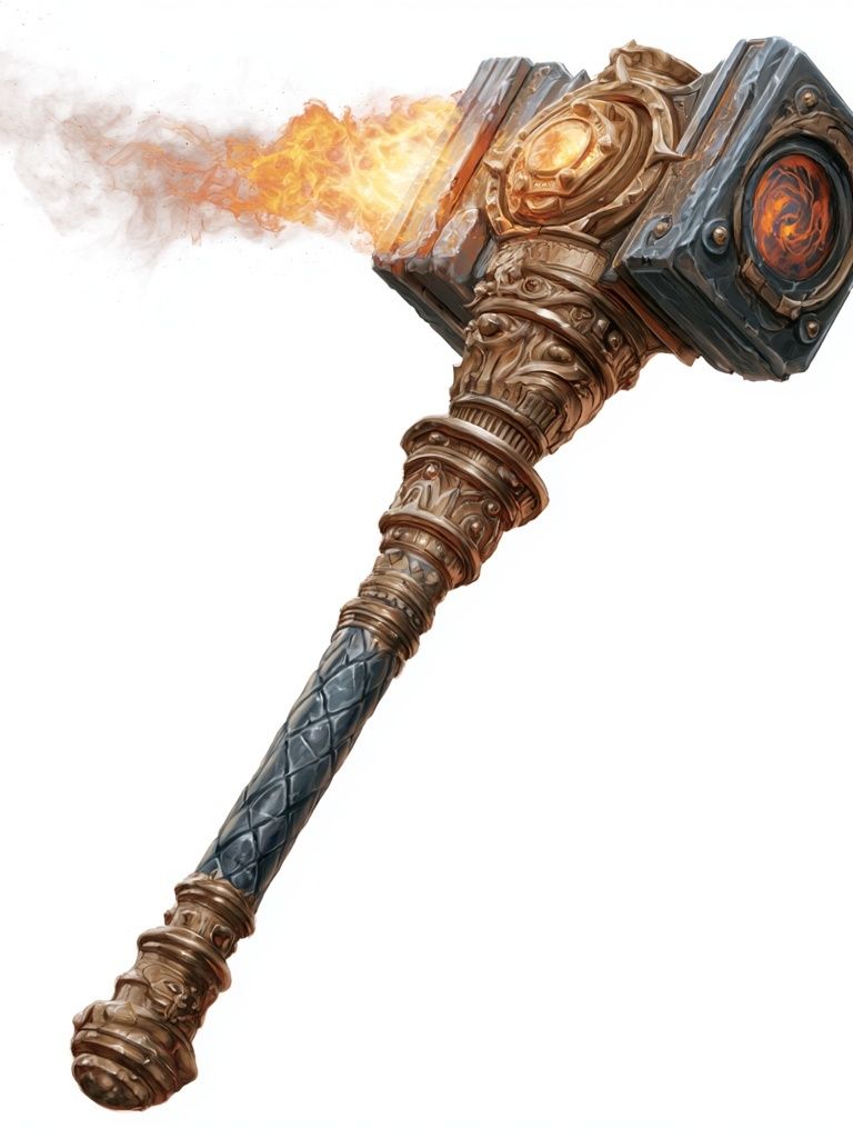 Flaming Warhammer Digital Art Poster. poster detail