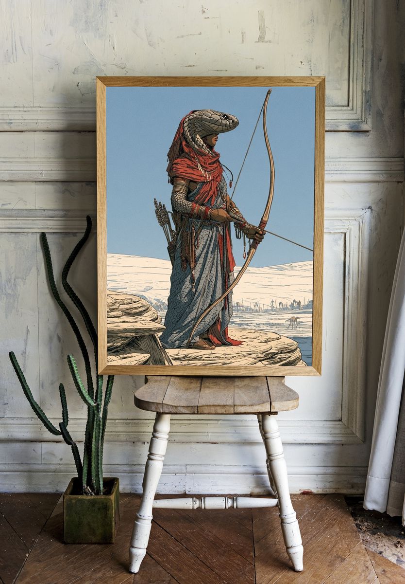 Desert Archer Illustration Print. room preview
