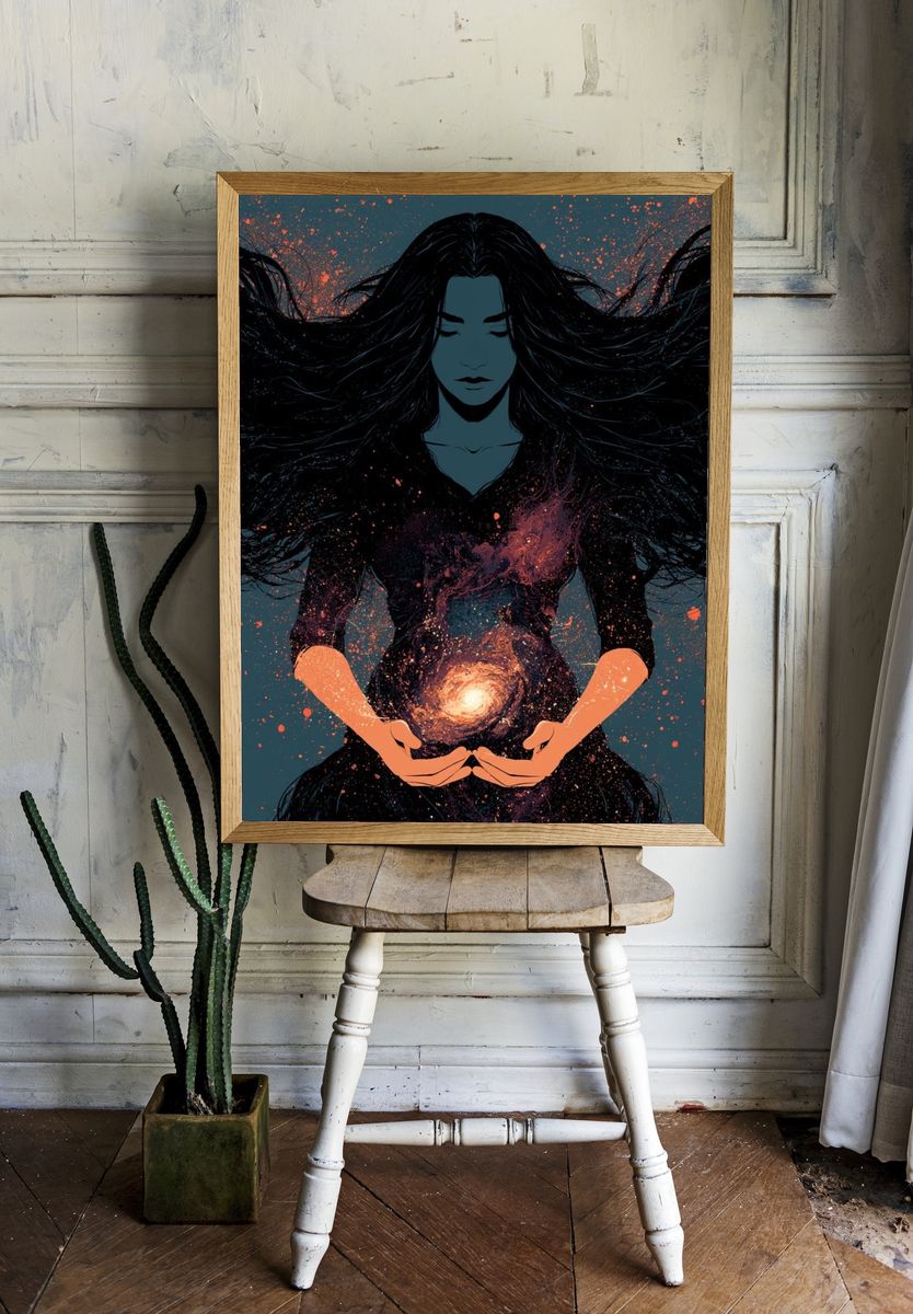 Cosmic Woman Digital Art Poster. — room view 1