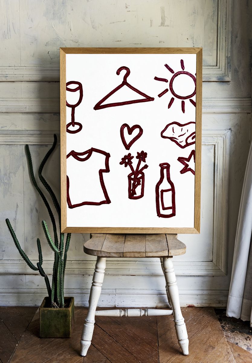 Wine Icons Illustration Poster. room preview