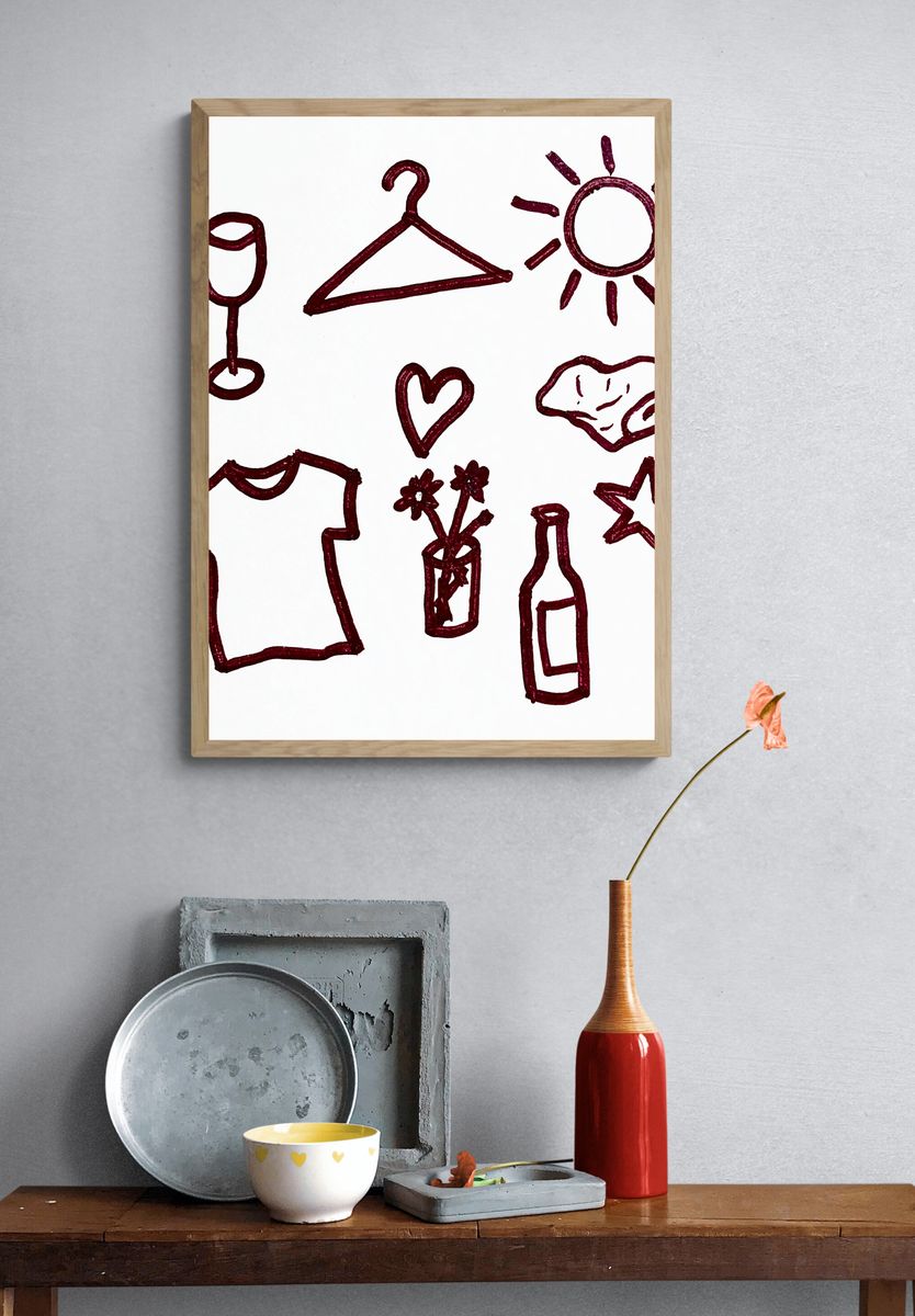 Wine Icons Illustration Poster. — room view 3