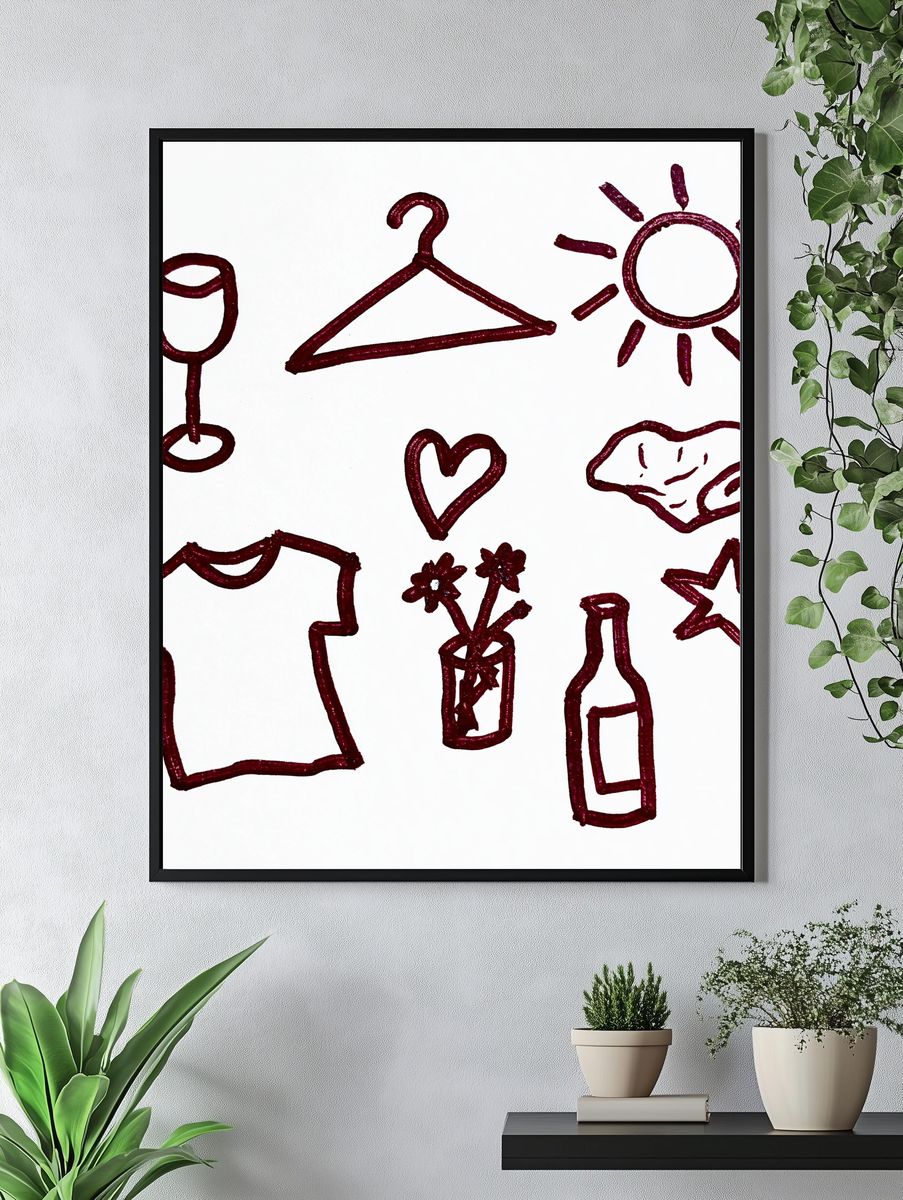 Wine Icons Illustration Poster. — room view 4