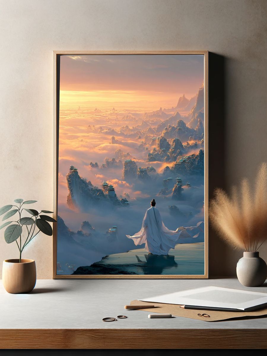 Celestial Mountain Dawn Print. — room view 2