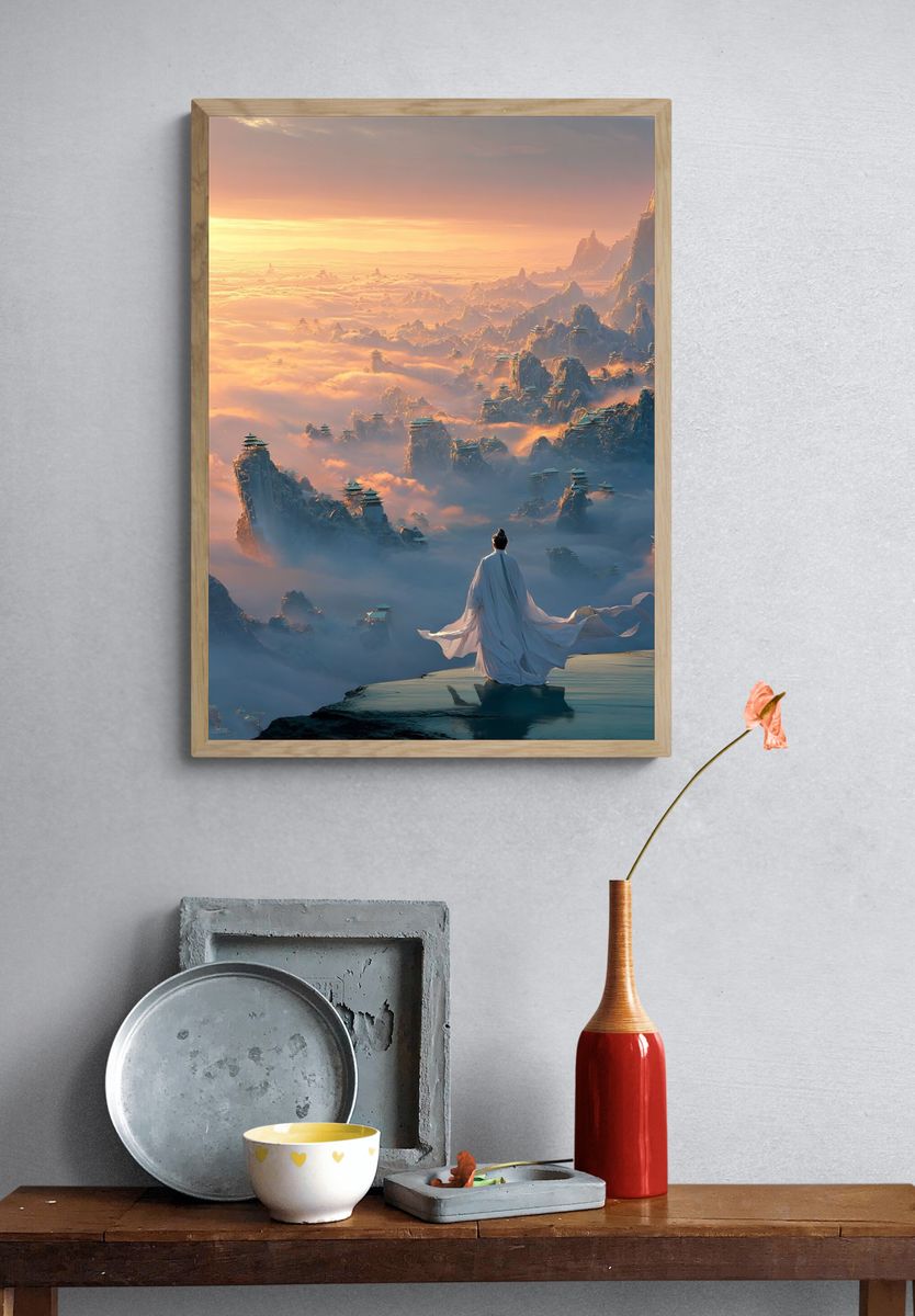 Celestial Mountain Dawn Print. — room view 3
