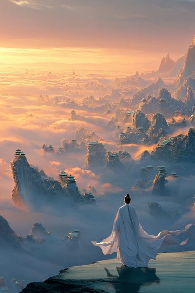 Celestial Mountain Dawn Print. poster