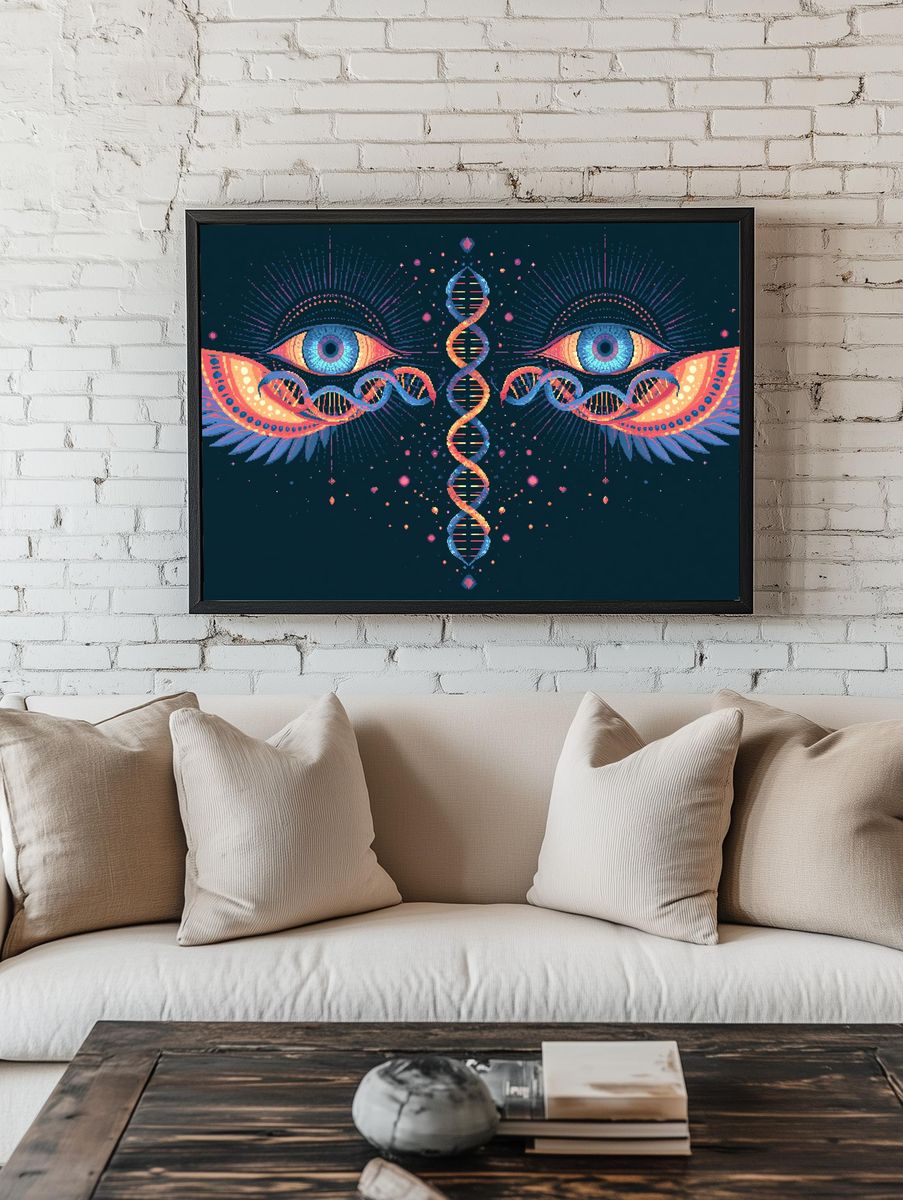 Cosmic DNA Eyes Illustration Poster. room preview