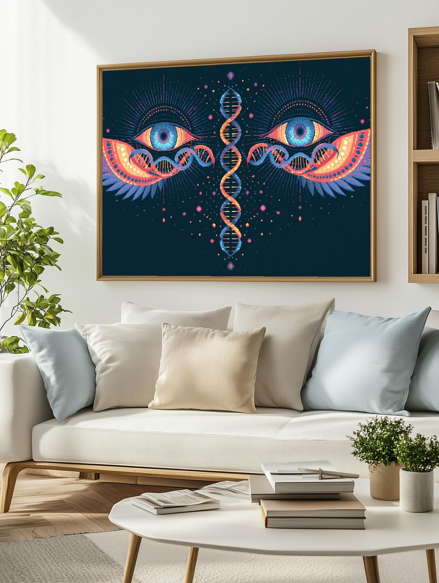 Cosmic DNA Eyes Illustration Poster. — room view 2