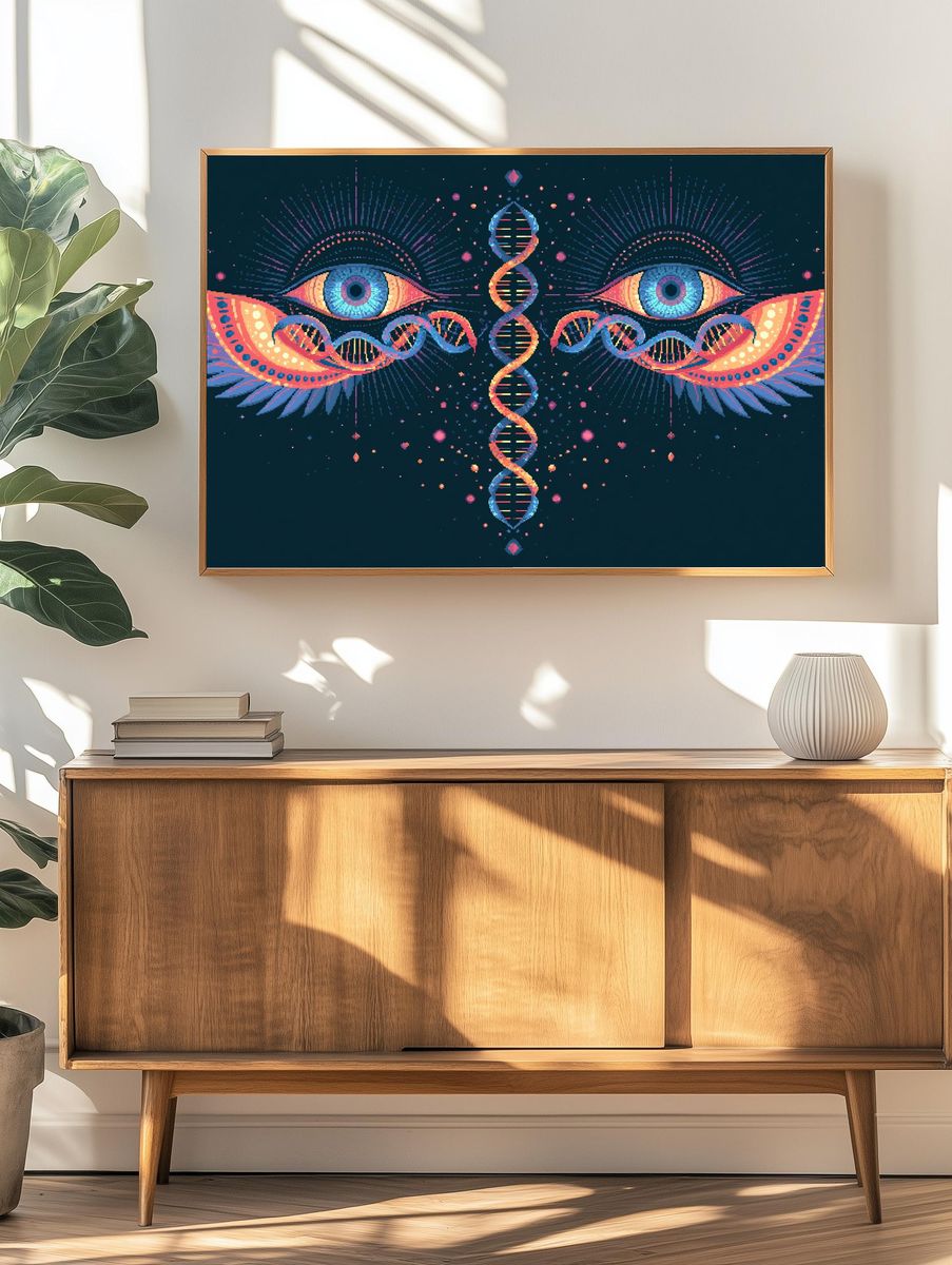 Cosmic DNA Eyes Illustration Poster. — room view 3