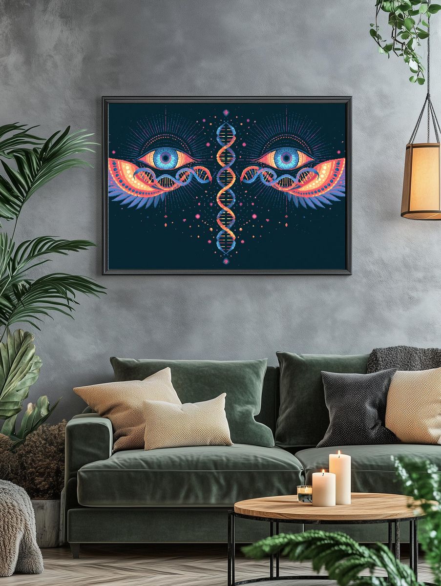 Cosmic DNA Eyes Illustration Poster. — room view 4