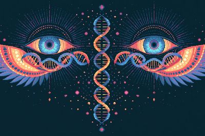 Cosmic DNA Eyes Illustration Poster. poster