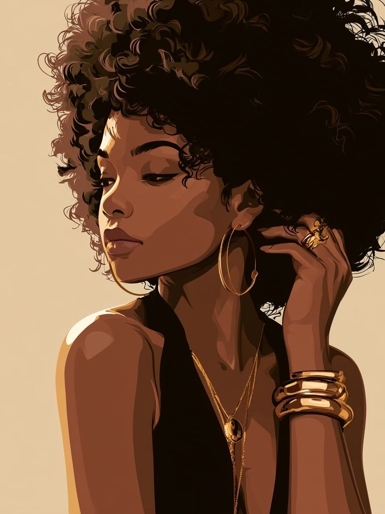 Elegant Afro Portrait Print. poster detail