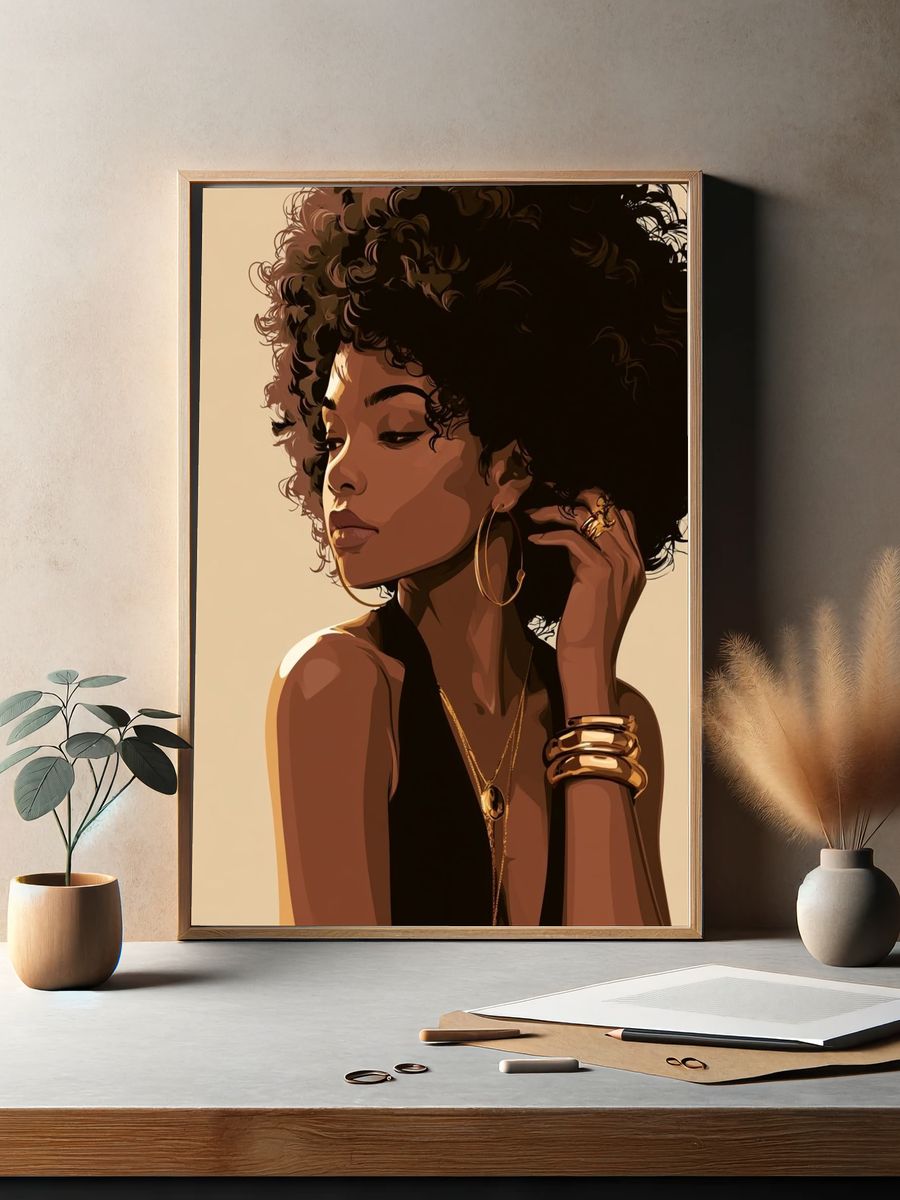 Elegant Afro Portrait Print. — room view 2