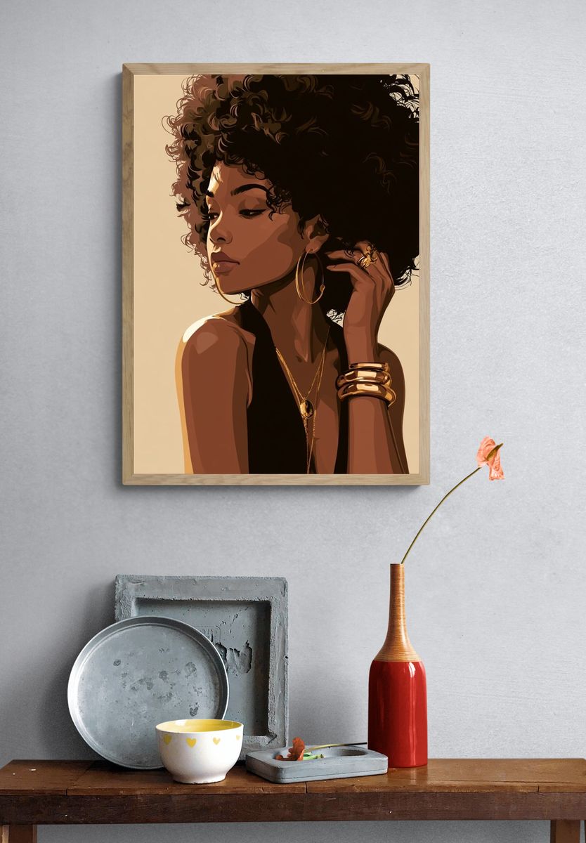 Elegant Afro Portrait Print. — room view 3