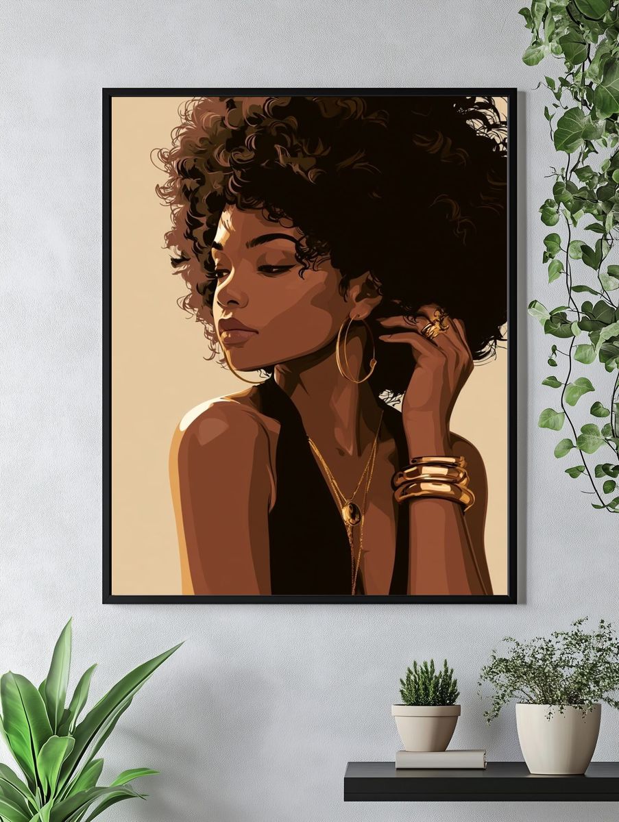 Elegant Afro Portrait Print. — room view 4