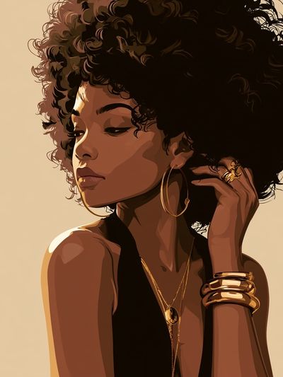 Elegant Afro Portrait Print. poster