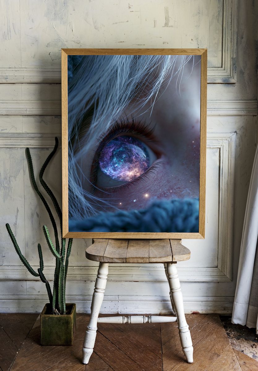 Cosmic Eye Portrait Print. room preview