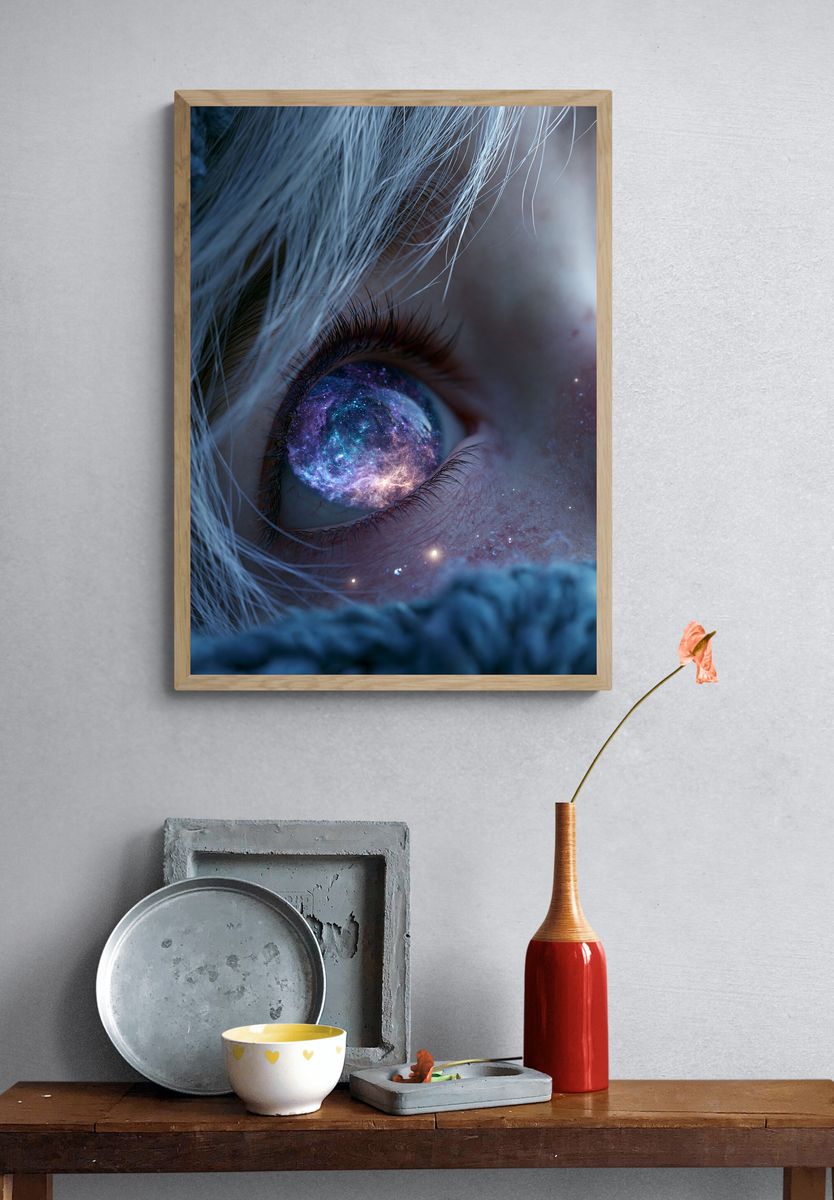 Cosmic Eye Portrait Print. — room view 3