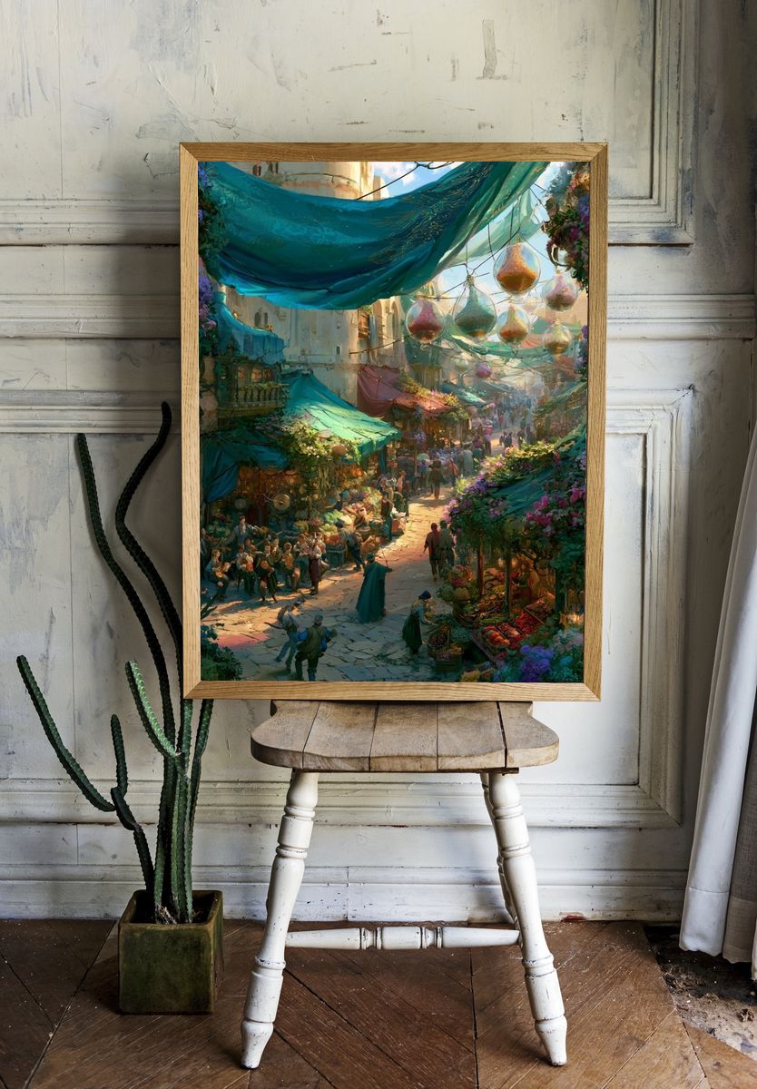 Enchanted Market Street Illustration Poster. room preview