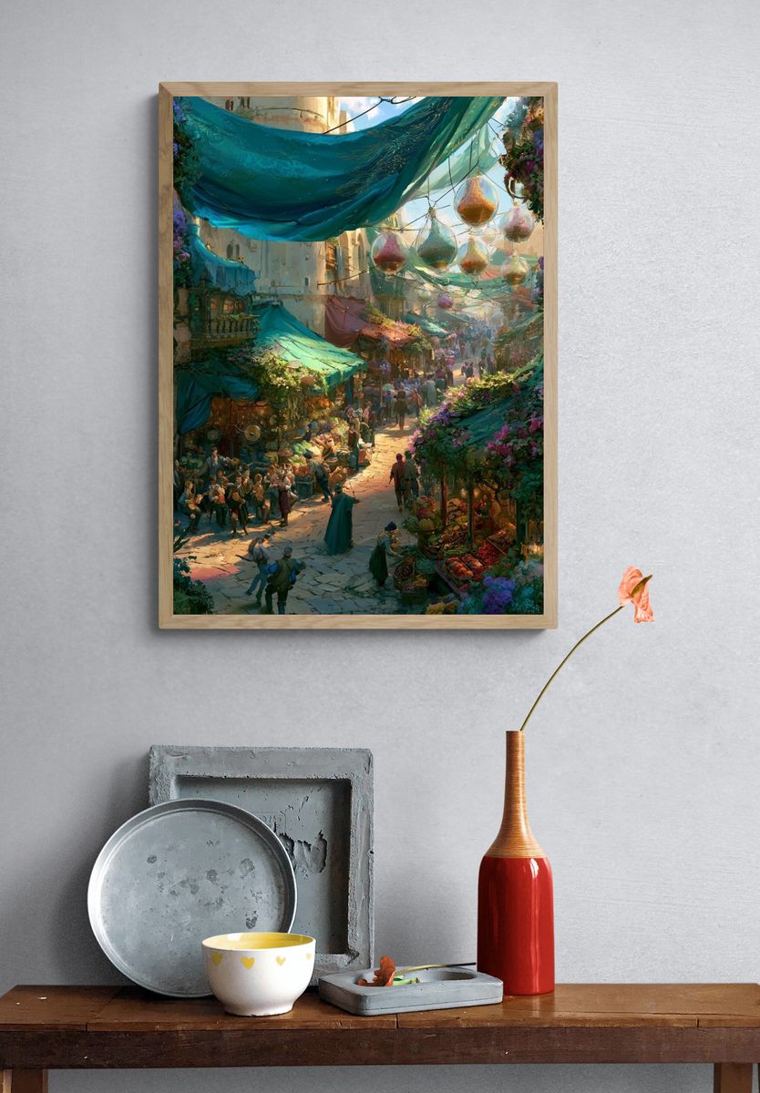 Enchanted Market Street Illustration Poster. — room view 3