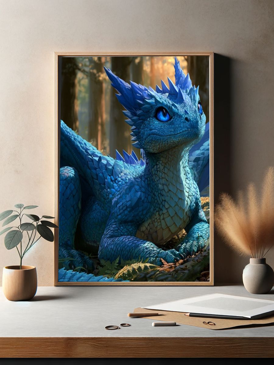 Blue Dragon Forest Poster. — room view 2