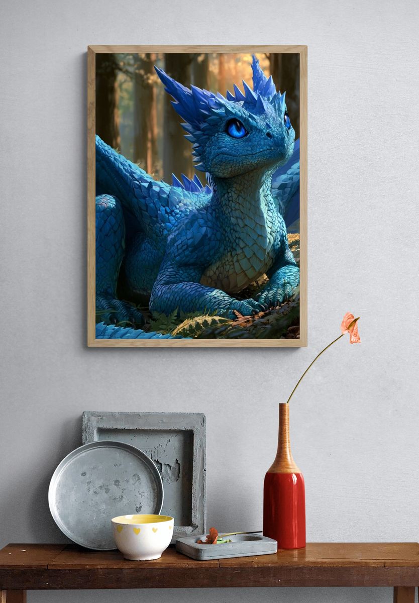 Blue Dragon Forest Poster. — room view 3