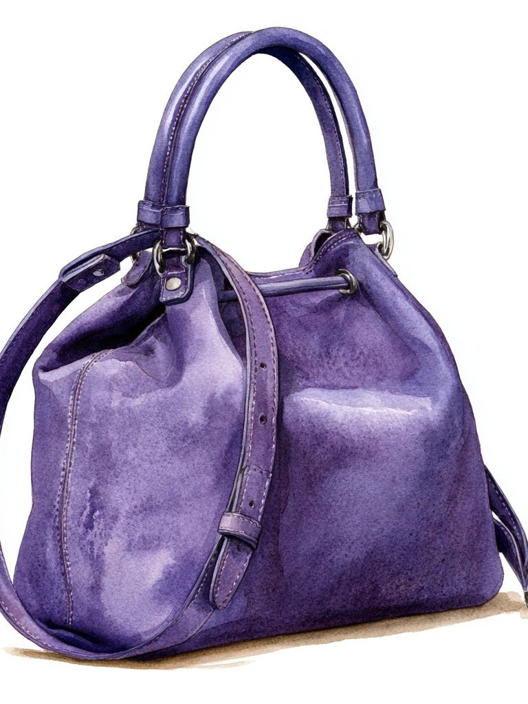 Purple Handbag Watercolor Print. poster detail