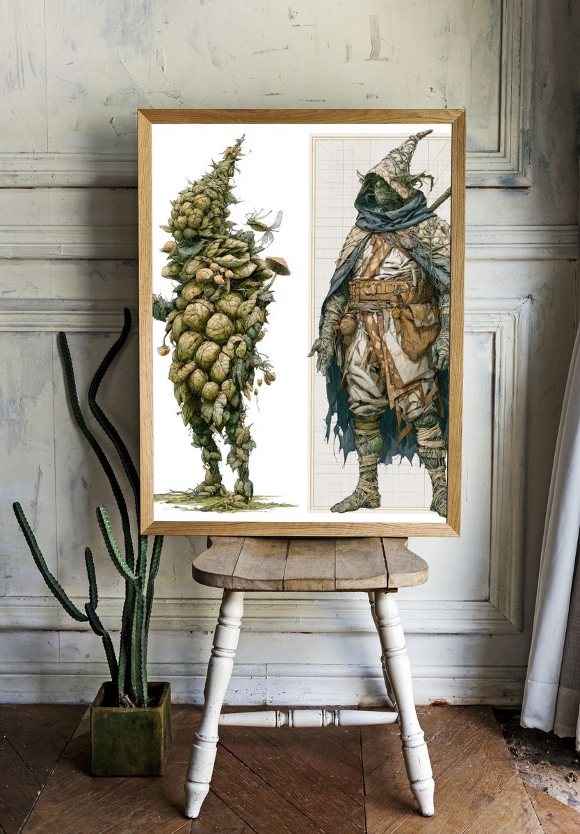 Forest Golem Fantasy Illustration Poster. — room view 1