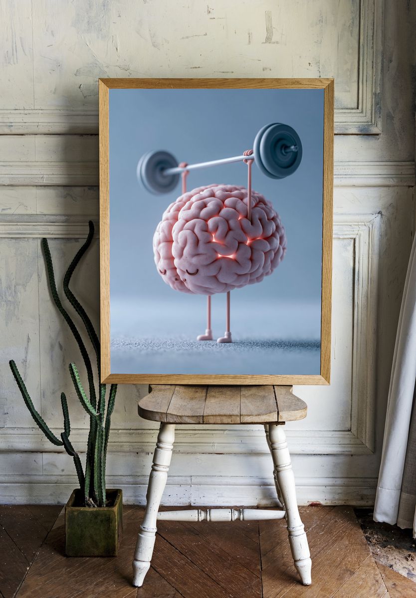 Brain Weightlifting Illustration Poster. room preview