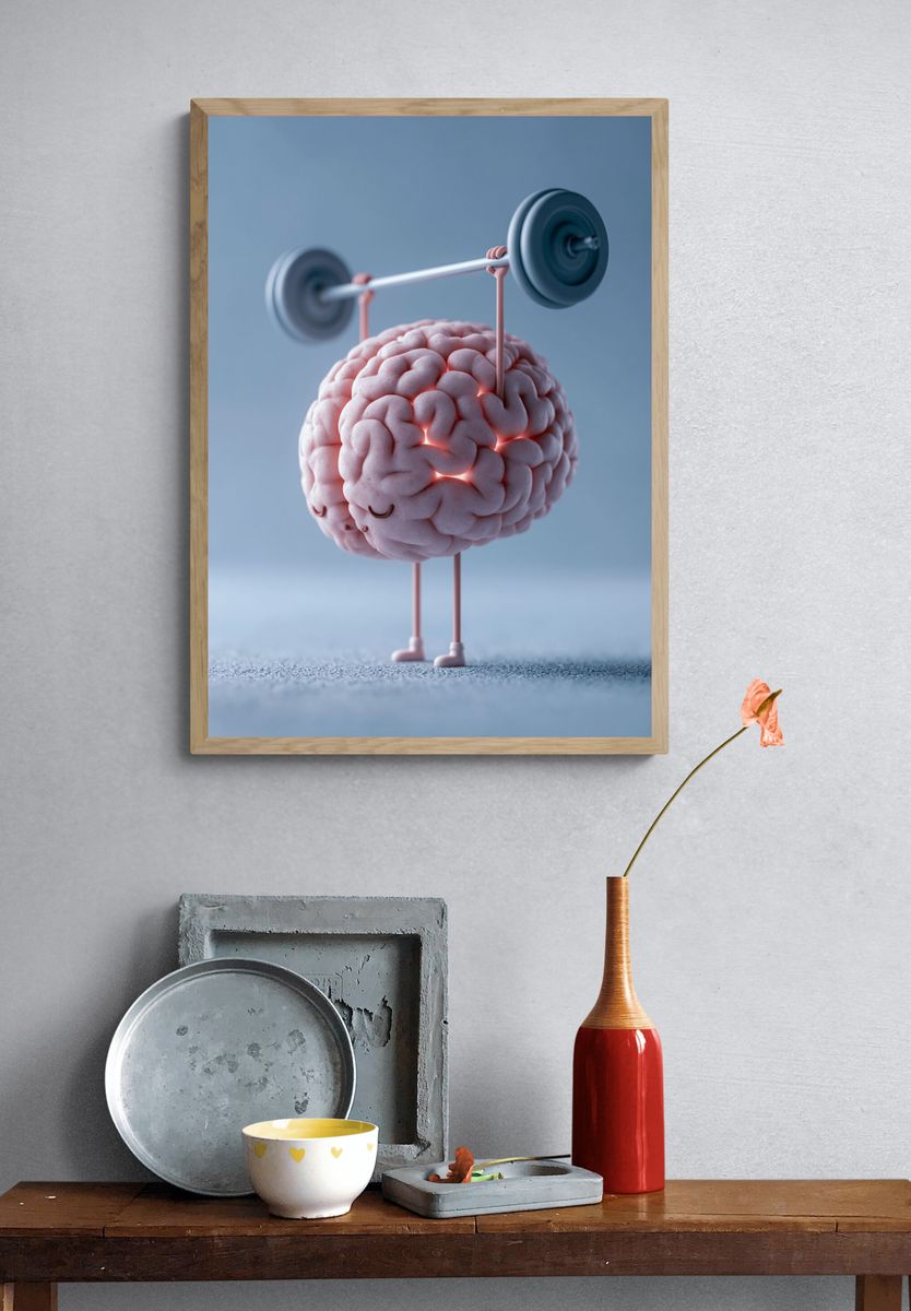 Brain Weightlifting Illustration Poster. — room view 3