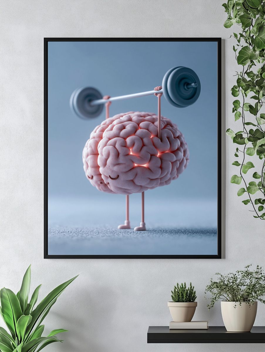 Brain Weightlifting Illustration Poster. — room view 4