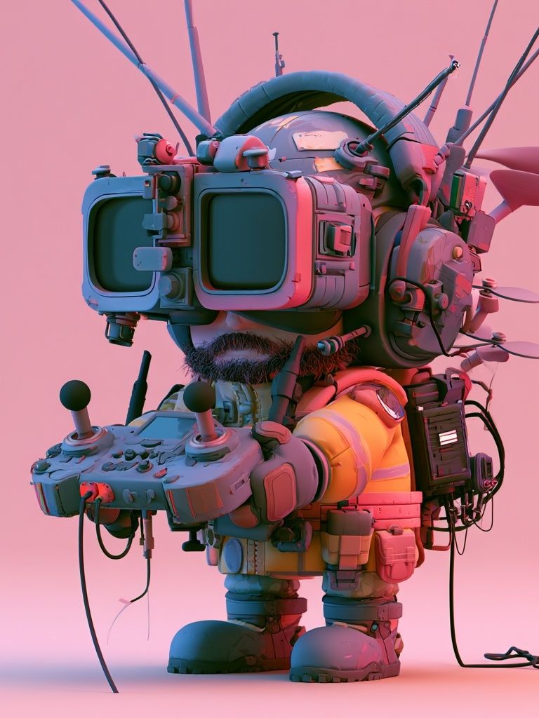 Retro Robot Pilot Illustration Poster. poster — illustration art