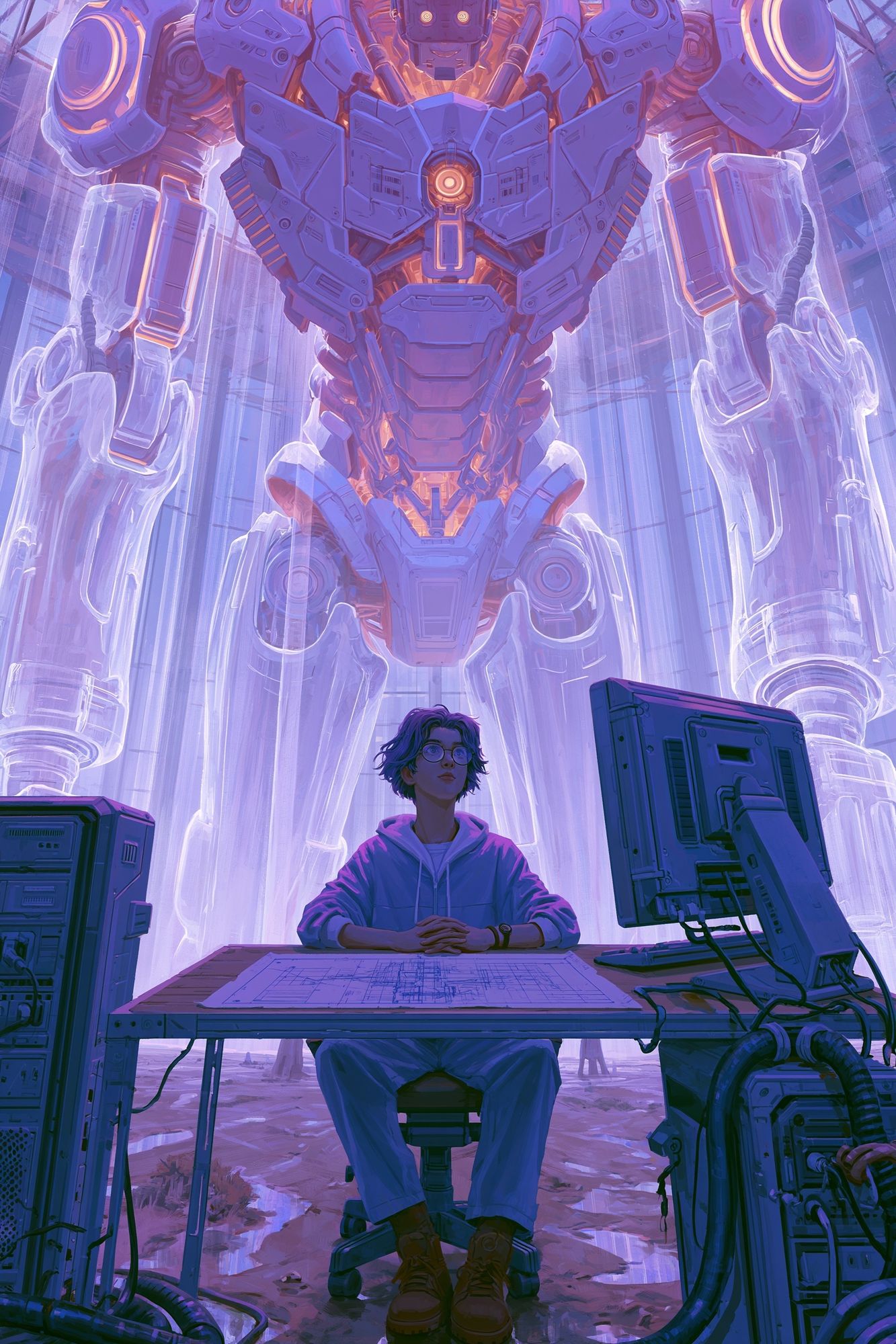 Mecha Control Room Digital Art Poster. poster — illustration art