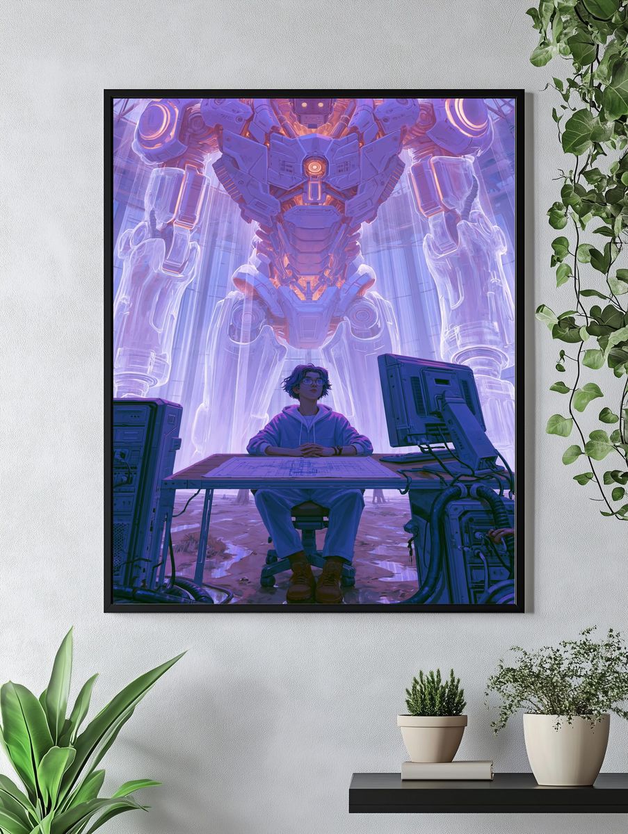 Mecha Control Room Digital Art Poster. — room view 4