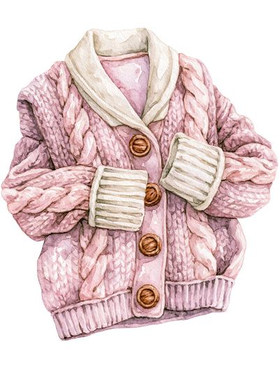 Pink Knit Cardigan Watercolor Print. poster