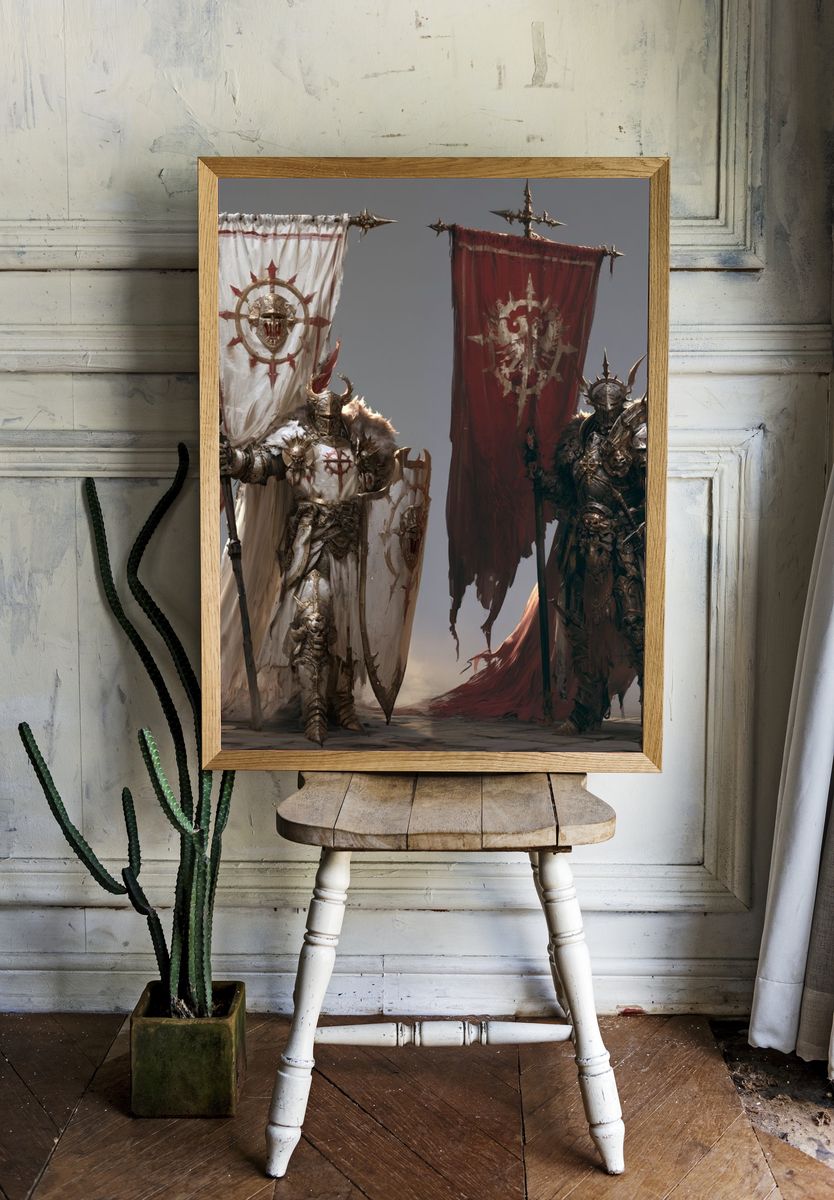 Armored War Banner Fantasy Print. — room view 1