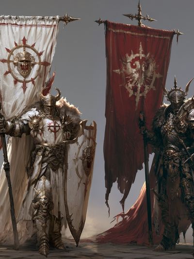 Armored War Banner Fantasy Print. poster