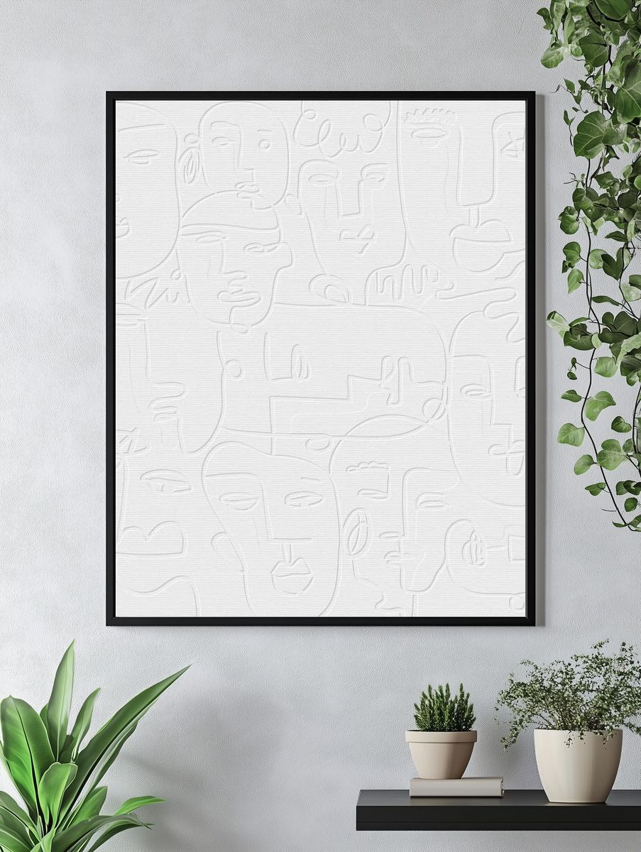 Abstract face line drawing white. — room view 4