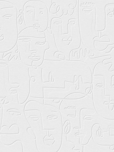 Abstract face line drawing white. poster